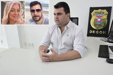 O delegado Rogrio da Silva Ferreira da Decon; em detalhe, Mrcio Nascimento e Elisa Severino
