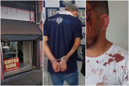 A relojoaria, o assaltante e o empresrio com a roupa suja de sangue