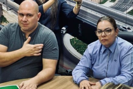 O prefeito de Cuiab Abilio Brunini e a presidente da Cmara de Cuiab, Paula Calil