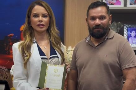 A primeira-dama Virginia Mendes e o colunista Tamires Ferreira