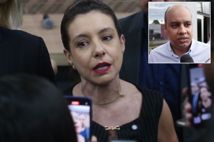 A prefeita de Vrzea Grande Flvia Moretti e Gustavo Henrique Duarte (detalhe)