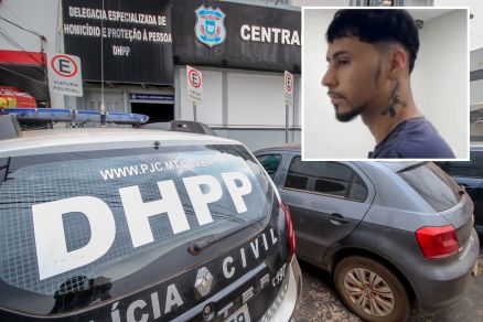Helder Lopes de Arajo ( no detalhe), durante priso na DHPP de Cuiab