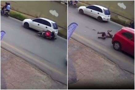 Ap�s a colis�o, v�tima foi arremessada � pista contr�ria e foi atropelada