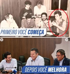 Mendes como presidente do DCE da UFMT e abaixo como governador do Estado