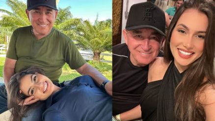 O cantor sertanejo Amado Batista e sua noiva Calita Franciele