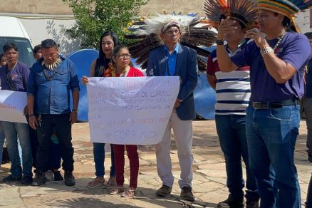 Lideran�as ind�genas durante manifesta��o na sede do DSEI 