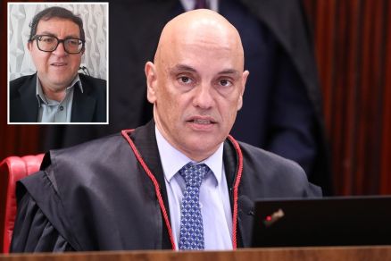 O ministro Alexandre de Moraes, relator da ao contra o advogado  Antnio Valdenir Caliare (no detalhe)