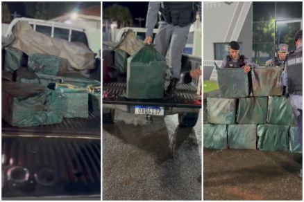 Foram encontrados 40 fardos contendo a droga na carroceria da caminhonete