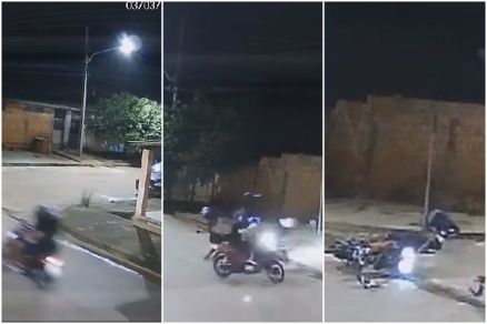 Imagens mostram momento da colis�o entre duas motocicletas 