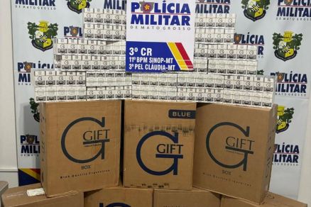 Cigarros apreendidos pela Polcia com me e filho em Cludia 