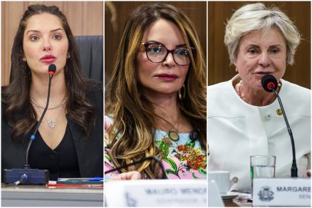 A deputada estadual Janaina Riva, a primeira-dama Virginia Mendes e senadora Margareth Buzetti