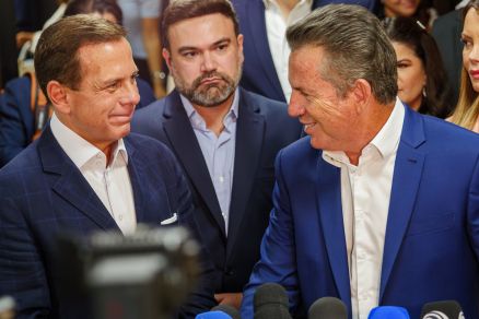 O ex-governador de SP Joo Dria, e Mauro Mendes, em visita recente ao Estado