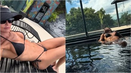 Deborah Secco posa de biqu�ni em spa no interior de S�o Paulo