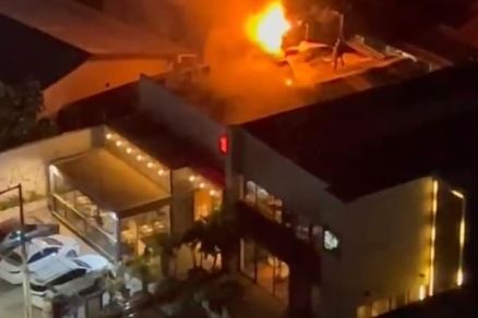 Registro feito por morador de prdio em frente ao restaurante, em Cuiab