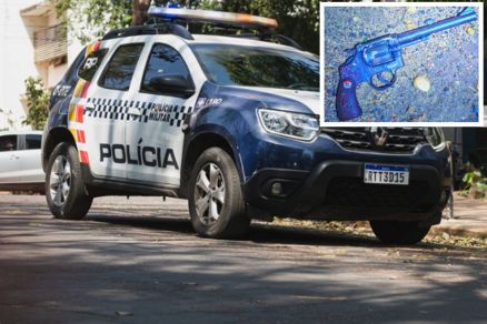 Homem morreu durante troca de tiros em Barra do Garas e arma (detalhe) foi apreendida