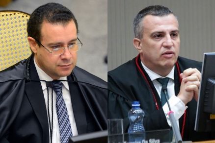 O ex-ministro Nefi Cordeiro, que fez a defesa do acusado, e o desembargador Marcos Machado, relator do processo