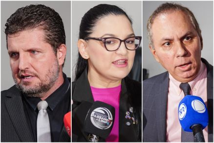 Os vereadores  Rafael Ranalli, Samantha ris e Dilemrio Alencar, que se disseram a favor de manifestao