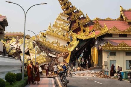 Estagos causados por terremoto em Mianmar, que causou abalos na Tail�ndia