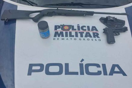 Armas apreendidas com suspeito acusado de feminicdio 
