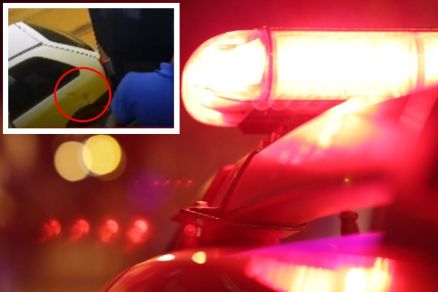 Em detalhe, imagem de cmera de segurana que registrou carro de suspeito sujo de sangue 
