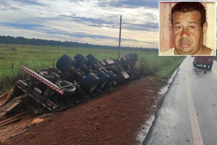 Otelino Batista Reis (detalhe), foragido da Justi�a de Minas Gerais pelo homic�dio da esposa, morreu ap�s sua carreta capotar em Ju�na