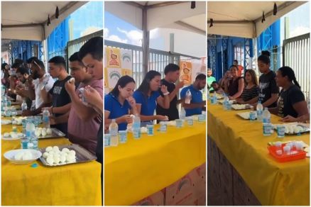 Evento organizado por loja especializada premiou vencedores com R$ 500; campeo masculino comeu 30 unidades em cinco minutos