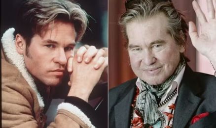 O ator Val Kilmer em 1999, em cena do filme ' primeira vista' ( esquerda) e em foto clicada em 2021