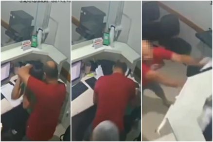 Imagens mostram momento em que homem assedia recepcionista e quebra hospital 