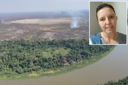 A professora Giseli Dalla Nora (detalhe), que trabalha na UFMT e falou de seca no Pantanal