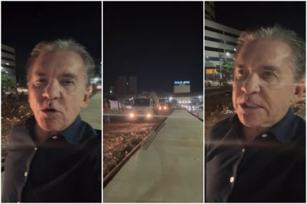 O presidente do Tribunal de Contas do Estado (TCE), Srgio Ricardo, durante vistoria nas obras do BRT