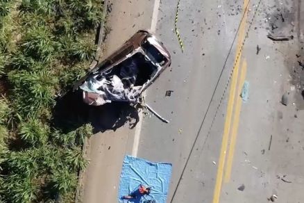 Imagem area feita por drone do T Cross envolvido em acidente