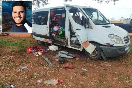 A van usada por Tiago (em detalhe) na venda de bal�es ap�s explos�o 