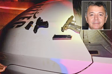 A Glock G17, de cor preta, foi usada dias antes para matar o advogado Renato Nery (detalhe)