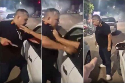 Imagens mostram momento em que motorista  esfaqueado 