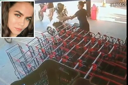 Evelyn Poliana de Oliveira Guimares (detalhe) foi filmada tentando atingir a mulher