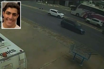 Imagem mostra momento do acidente que matou Luiz Henrique (em detalhe) 