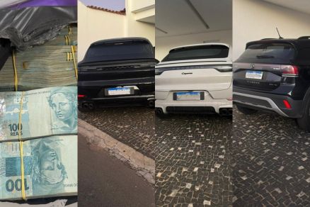 Veculos e dinheiro apreendidos durante a 5 fase da Operao Sisamnes