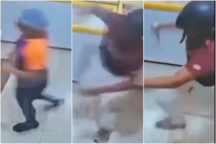 Imagens mostram momento que a vtima  surpreendida pelas costas