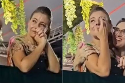 A prefeita de V�rzea Grande Fl�via Moretti, durante a festa de anivers�rio