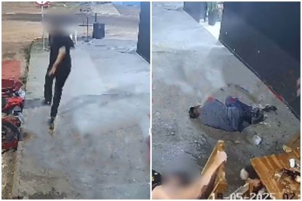 Cliente foge e outro cai ferido no cho aps disparos em bar em Pontes e Lacerda