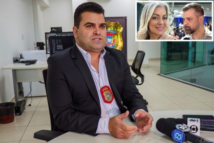 O delegado Rogrio Ferreira, titular da Delegacia Especializada de Defesa do Consumidor (Decon) e o casal Elisa Severino e Mrcio Nascimento