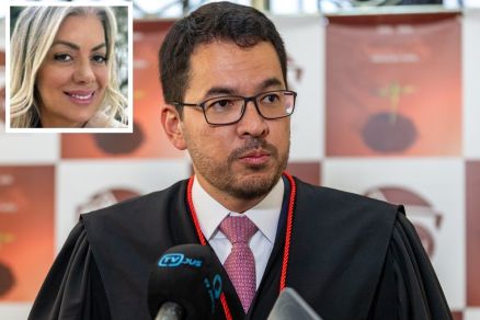 O desembargador H�lio Nishiyama, que negou soltar Eliza Severino (no detalhe)