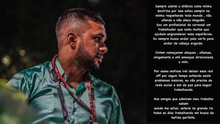 Mestre Faf� lamenta a repercuss�o negativa ap�s an�ncio de Virginia Fonseca na Grande Rio