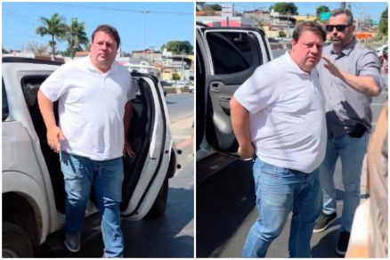 O jornalista Cl�udio Roberto Natal Junior chega � Delegacia Especializada de Homic�dios e Prote��o � Pessoa