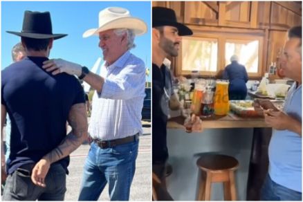 Ronaldo Caiado (chap�u e camisa clara), Gusttavo Lima e Mauro Mendes