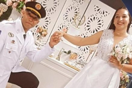 O policial Ricker Maximiano de Moraes e esposa assassinada, Gabrieli Daniel de Souza