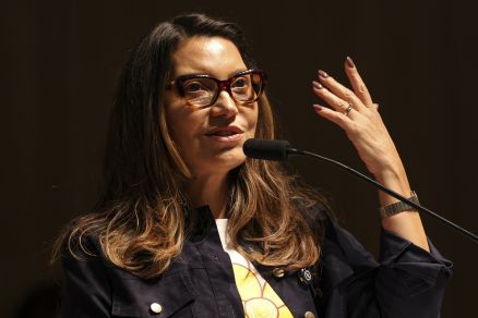 A primeira-dama, Janja Lula da Silva, durante a abertura da Semana Nacional de Enfrentamento � Viol�ncia Sexual contra Crian�as e Adolescentes