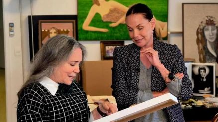 Regina Duarte e Carolina Ferraz durante grava��o