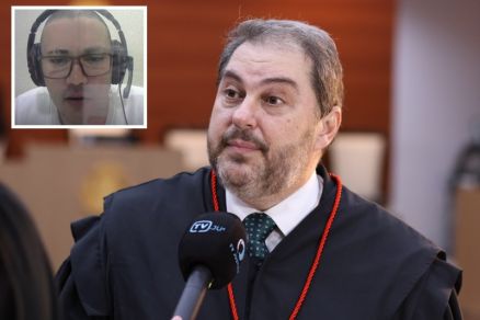 O desembargador Wesley Sanchez Lacerda, relator do recurso de Edgar de Oliveira (no detalhe)