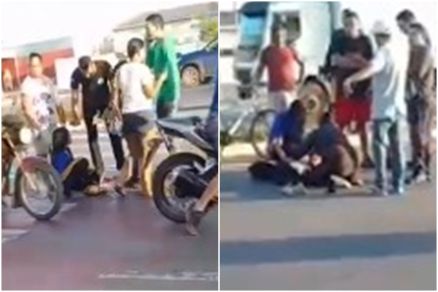 Estudantes atropeladas por motocicletas em faixa de pedestres 